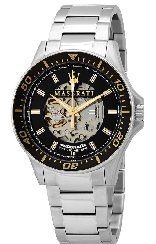 Maserati SFIDA Automatic Black Dial Silver Steel Strap Watch For Men - R8823140002 Authentic Buy Shop Now