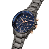 Maserati SFIDA Chronograph Blue Dial Grey Steel Strap Watch For Men - R8873640001 Authentic Buy Shop Now