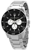 Maserati SFIDA Chronograph Black Dial Silver Steel Strap Watch For Men - R8873640004 Authentic Buy Shop Now