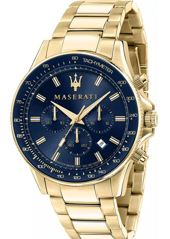Maserati SFIDA Analog Blue Dial Gold Stainless Steel Watch For Men - R8873640008 Authentic Buy Shop Now