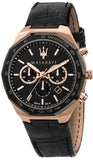 Maserati Stile Black Matte Dial Black Leather Strap Watch For Men - R8871642001 Authentic Buy Shop Now