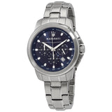 Maserati Successo Chronograph Blue Dial Silver Steel Strap Watch For Men - R8873621002 Authentic Buy Shop Now