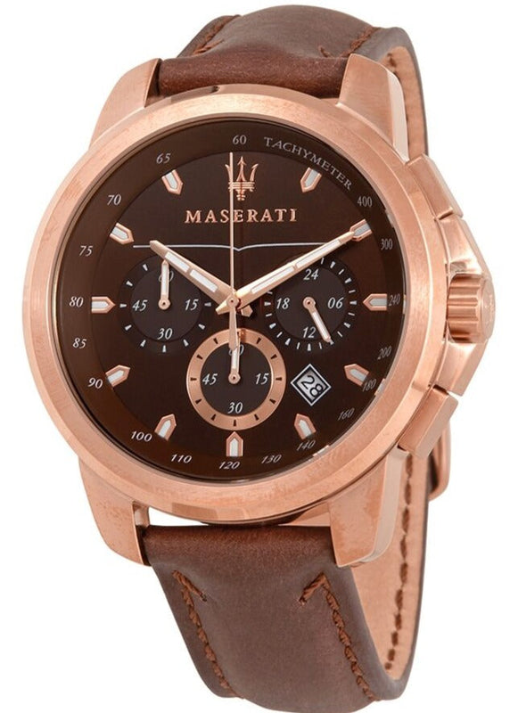 Maserati Successo Brown Dial Brown Leather Strap Watch For Men - R8871621004 Authentic Buy Shop Now