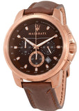 Maserati Successo Brown Dial Brown Leather Strap Watch For Men - R8871621004 Authentic Buy Shop Now
