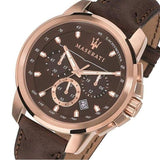 Maserati Successo Brown Dial Brown Leather Strap Watch For Men - R8871621004 Authentic Buy Shop Now
