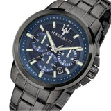Maserati Successo Chronograph Blue Dial Black Steel Strap Watch For Men - R8873621005 Authentic Buy Shop Now