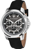 Maserati Successo 44mm Grey Dial Black Leather Strap Watch For Men - R8871621006 Authentic Buy Shop Now