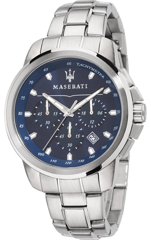 Maserati Successo Chronograph Blue Dial Silver Steel Strap Watch For Men - R8873621002 Authentic Buy Shop Now