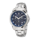 Maserati Successo Chronograph Blue Dial Silver Steel Strap Watch For Men - R8873621002 Authentic Buy Shop Now