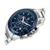 Maserati Traguardo Chronograph Blue Dial 45mm Stainless Steel Watch For Men - R8873612043 Authentic Buy Shop Now