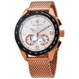 Maserati Traguardo 45mm Chronograph Rose Gold Mesh Strap White Dial Watch For Men - R8873612011 Authentic Buy Shop Now