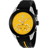 Maserati Traguardo Chronograph Yellow Dial Black Silicone Strap Watch For Men - R8871612045 Authentic Buy Shop Now