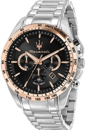 Maserati Traguardo Chronograph Limited Edition Black Dial Silver Steel Strap Watch For Men - R8873612047 Authentic Buy Shop Now