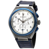 Maserati Triconic Chronograph White Dial Blue Leather Strap Watch For Men - R8871639001 Authentic Buy Shop Now
