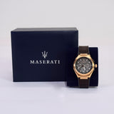 Maserati Triconic Chronograph Grey Dial Brown Leather Strap Watch For Men - R8871639003 Authentic Buy Shop Now