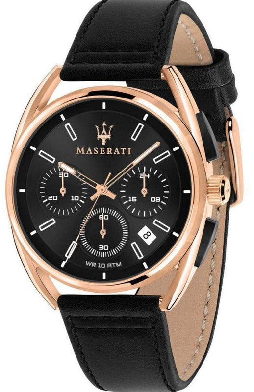 Maserati Trimarano Chronograph Black Dial Leather Strap Watch For Men - R8871632002 Authentic Buy Shop Now