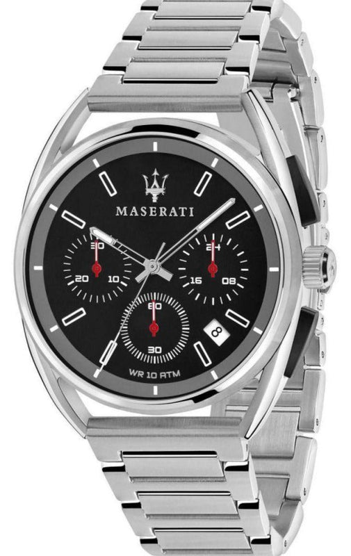 Maserati Trimarano Chronograph Black Dial Silver Stainless Steel Strap Watch For Men - R8873632003 Authentic Buy Shop Now