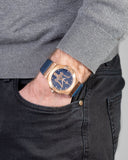Maserati Potenza 42mm Rose Gold & Blue Dial Blue Leather Strap Watch For Men - R8851108027 Authentic Buy Shop Now