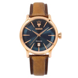 Maserati Epoca Blue Dial Brown Leather Strap Watch For Men - R8851118001 Authentic Buy Shop Now