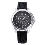 Maserati Successo Chronoraph Black Dial Black Silicon Strap Watch For Men - R8871621014 Authentic Buy Shop Now