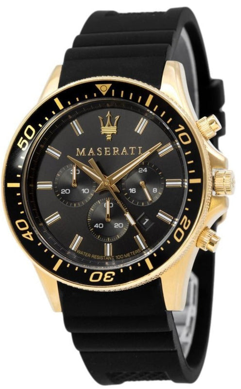 Maserati SFIDA Chronograph Black Dial Rubber Strap Watch For Men - R8871640001 Authentic Buy Shop Now