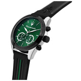 Maserati Traguardo Chronograph Green Dial Black Silicone Strap Watch For Men - R8871612043 Authentic Buy Shop Now