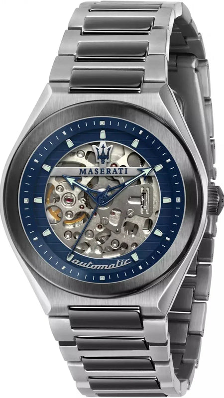 Maserati Triconic Automatic Skeleton Blue Dial Watch For Men - R8823139001 Authentic Buy Shop Now
