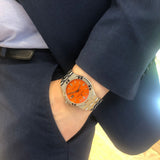 Maurice Lacroix Aikon Automatic Date Orange Dial Silver Steel Strap Watch For Men - AI6008-SS00F-530-E Authentic Buy Shop Now