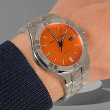 Maurice Lacroix Aikon Automatic Date Orange Dial Silver Steel Strap Watch For Men - AI6008-SS00F-530-E Authentic Buy Shop Now
