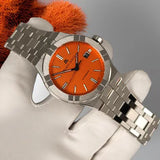 Maurice Lacroix Aikon Automatic Date Orange Dial Silver Steel Strap Watch For Men - AI6008-SS00F-530-E Authentic Buy Shop Now