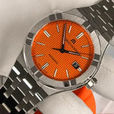 Maurice Lacroix Aikon Automatic Date Orange Dial Silver Steel Strap Watch For Men - AI6008-SS00F-530-E Authentic Buy Shop Now