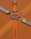 Maurice Lacroix Aikon Automatic Date Orange Dial Silver Steel Strap Watch For Men - AI6008-SS00F-530-E Authentic Buy Shop Now