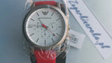 Emporio Armani Luigi Chronograph White Dial Red Rubber Strap Watch For Men - AR11021 Authentic Buy Shop Now