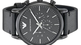 Emporio Armani Dress Chronograph Black Dial Black Leather Strap Watch For Men - AR1918 Authentic Buy Shop Now