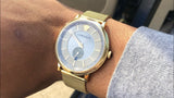 Versace V Circle Quartz Gold Dial Gold Mesh Bracelet Watch For Men - VBQ070017 Authentic Buy Shop Now