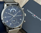 Tommy Hilfiger Weston Chronograph Blue Dial Silver Mesh Bracelet Watch For Men - 1710504 Authentic Buy Shop Now