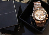 Marc Jacobs Blade Chronograph Rose Gold Dial Rose Gold Steel Strap Watch for Women - MBM3102 Authentic Buy Shop Now