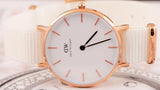 Daniel Wellington Classic Petite Dover White Dial White Nylon Strap Watch For Women - DW00100311 Authentic Buy Shop Now
