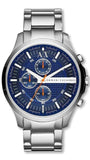Armani Exchange Hampton Chronograph Blue Dial Silver Steel Strap Watch For Men - AX2155 Authentic Buy Shop Now