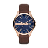 Armani Exchange Hampton Chronograph Blue Dial Brown Leather Strap Watch For Men - AX2172 Authentic Buy Shop Now