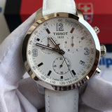 Tissot PRC 200 Chronograph White Dial White Leather Strap Watch For Men - T055.417.16.017.00 Authentic Buy Shop Now