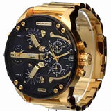 Diesel Mr Daddy 2.0 Chronograph Black Dial Gold Steel Strap Watch For Men - DZ7333 Authentic Buy Shop Now
