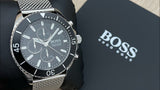 Hugo Boss Ocean Edition Black Dial Silver Mesh Bracelet Watch for Men - 1513701 Authentic Buy Shop Now