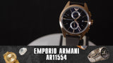 Emporio Armani Claudio Chronograph Blue Dial Brown Leather Strap Watch For Men - AR11554 Authentic Buy Shop Now