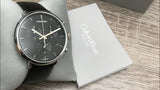 Calvin Klein High Noon Chronograph Black Dial Black Leather Strap Watch for Men - K8M271C1 Authentic Buy Shop Now