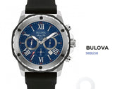 Bulova Marine Star Blue Dial Black Silicone Strap Watch for Men - 98B258 Authentic Buy Shop Now