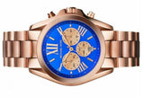 Michael Kors Bradshaw Quartz Blue Dial Rose Gold Steel Strap Watch For Women - MK5951 Authentic Buy Shop Now