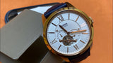 Fossil Townsman Automatic White Dial Navy Blue Leather Strap Watch for Men - ME3171 Authentic Buy Shop Now