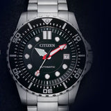Citizen Mechanical Black Dial Silver Steel Strap Watch For Men - NJ0120-81E Authentic Buy Shop Now