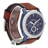 Fossil Machine Chronograph Blue Dial Brown Leather Strap Watch for Men - FS5232 Authentic Buy Shop Now
